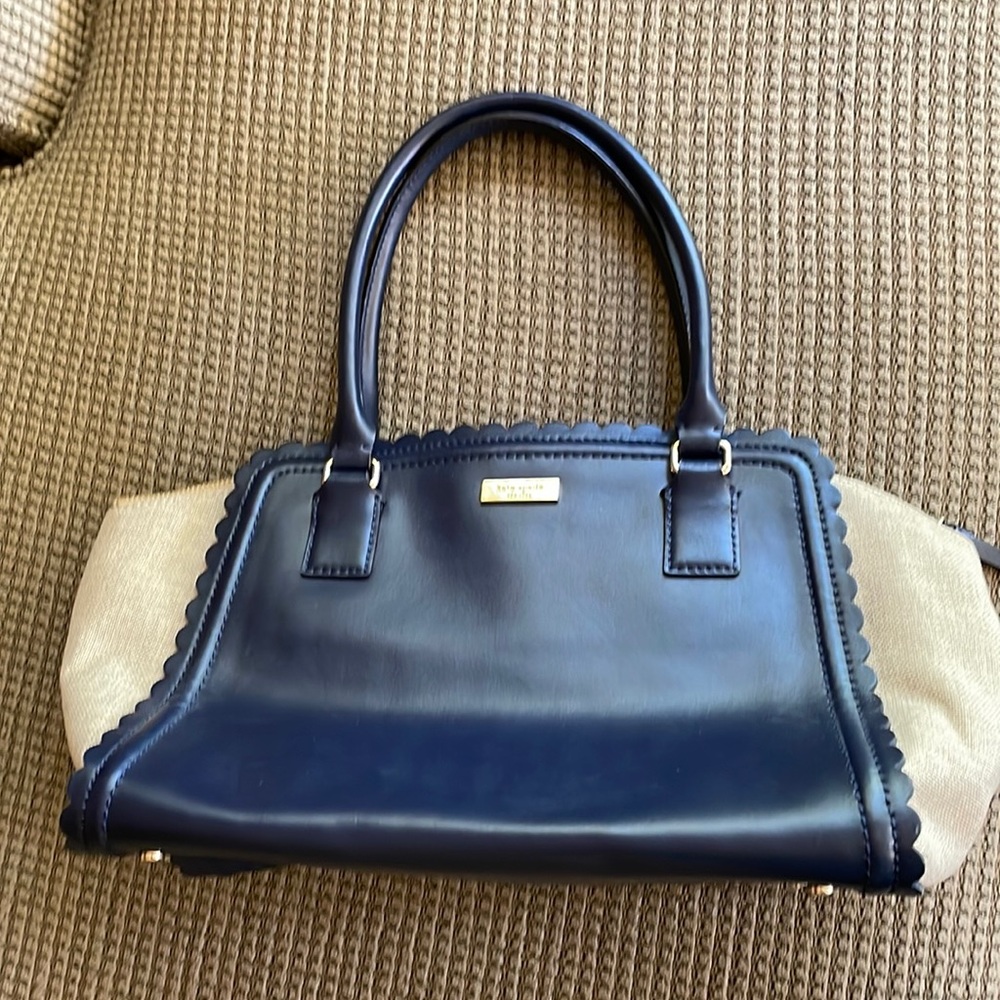 Kate spade navy leather and fabric purse